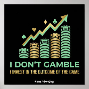 Poster T-shirt drôle pour joueur de poker Je mise sur le