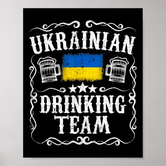 Poster T Shirt Équipe de Boisson Ukrainienne Drapeau Ukra (Devant)