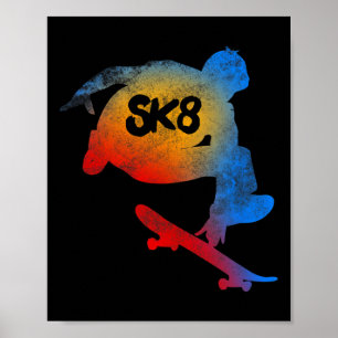Poster T Shirt Évolution Skateboarding Cool Sk8 Skateur T