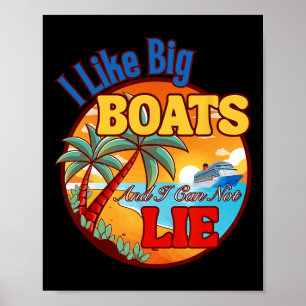 Poster T Shirt Femmehomme Drôle Bateau de Croisière J'aim
