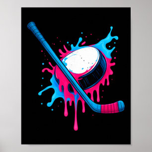 Poster T-shirt garçon glace hockey et palet