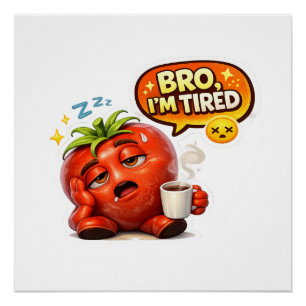 Poster T-shirt graphique drôle pour homme, Tomate épuisée