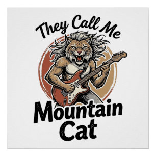 Poster T-shirt graphique vintage de chat de montagne grav