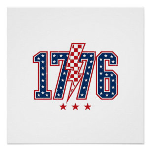 Poster T-shirt graphique vintage éclair patriotique 1776_