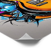 Poster T-shirt guitare psychédélique (Coin)
