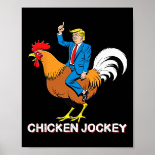 Poster T-shirt humour surréaliste drôle de coq jockey Tru