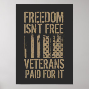 Poster T-shirt Liberté n'est pas gratuite, les vétérans l