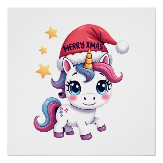 Poster T-Shirt Licorne de Noël (2) (Devant)