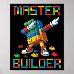 Poster T-shirt Master Builder Blocs de Dabbing Briques Co