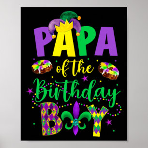 Poster T-shirt Papa du garçon d'anniversaire Mardi Gras P