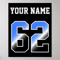 T Shirt Personnalisé Bleu Personnalisé Numéro 62