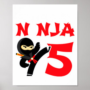 Poster T-shirt pour enfants de 5 ans pour fête d'annivers