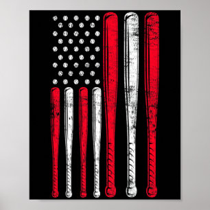 Poster T Shirt Premium Équipe de Baseball Drapeau América