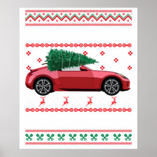 Poster T-shirt Pull de Noël Arbre de Noël Vieux Véhicule