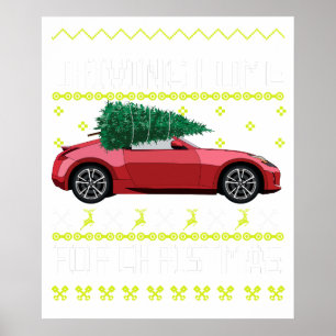 Poster T-shirt Pull de Noël Arbre de Noël Vieux Véhicule
