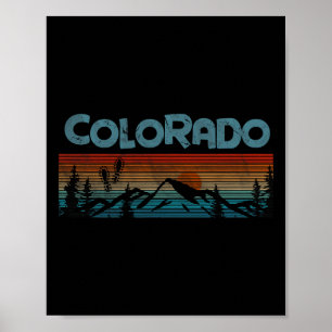 Poster T-shirt rétro Colorado Rocky Mountains Ski Camping