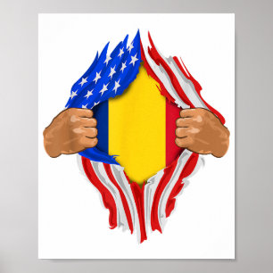 Poster T-Shirt Sang Roumain en Moi Drapeau Roumain