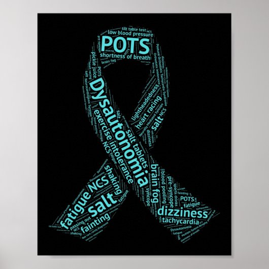 Poster T-shirt Sensibilisation Dysautonomia - Ruban Turqu (Devant)