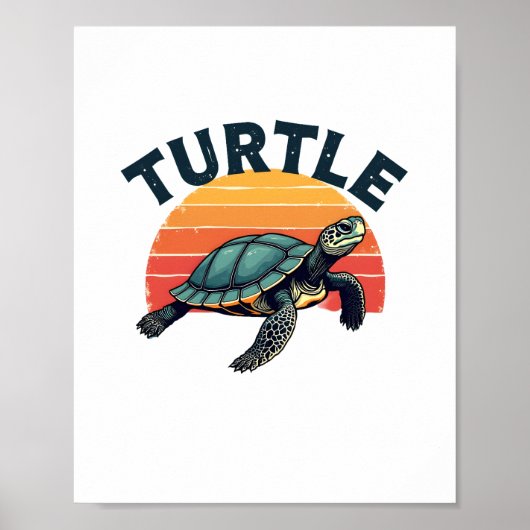 Poster T-Shirt Tortue Rétro (Devant)