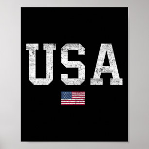 Poster T-shirt Usa Femmes Hommes Enfants Drapeau Américai