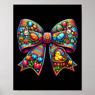 Poster T-shirts de jour de Pâques à nœud papillon coquett