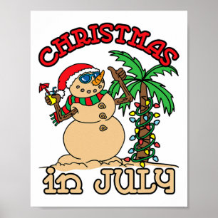 Poster T-shirts de Noël en juillet Bonhomme de neige Sabl