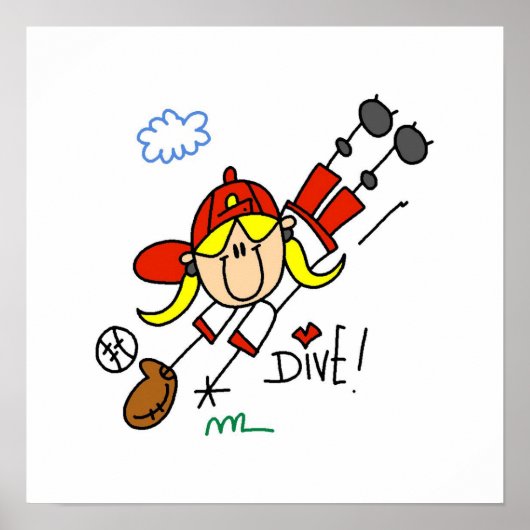 Poster T-shirts et cadeaux de baseball Dive Girls Softbal (Devant)