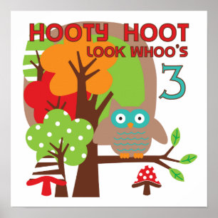 Poster T-shirts et cadeaux pour le 3e anniversaire de Owl