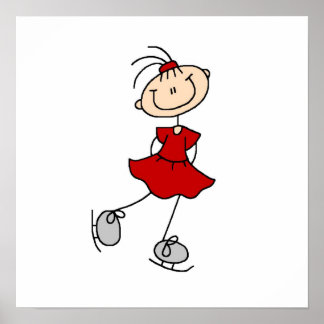Poster T-shirts et cadeaux Red Girl Ice Skater