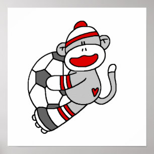 Poster T-shirts et cadeaux Sock Monkey Soccer
