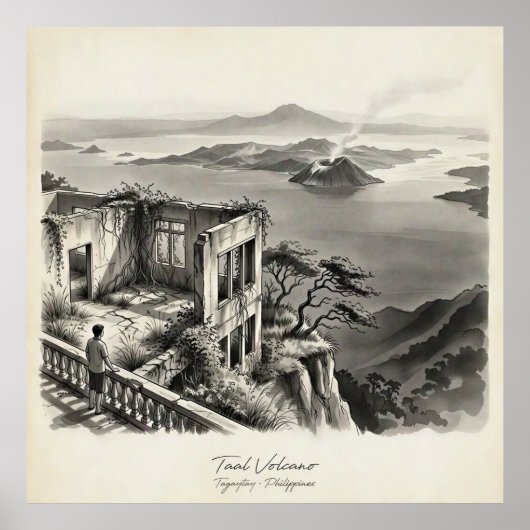 Poster Taal Volcano Tagaytay Philippines Landscape (Devant)