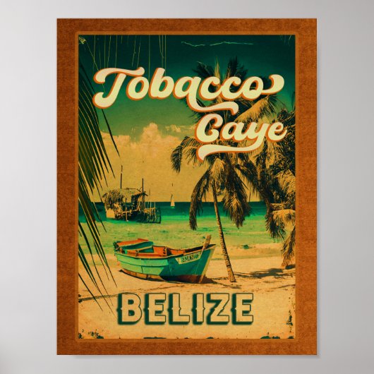 Poster Tabac Caye Belize Palmiers Vintages Souvenirs (Devant)