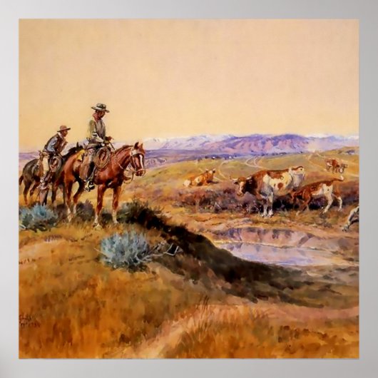 Poster « Tabassé » Art occidental par Charles M Russell (Devant)