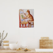 Poster Tabby Artiste Brown Peinture Chat Aquarelle 16x20 (Cuisine)