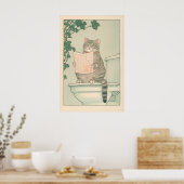 Poster Tabby Cat Bathroom Print Funny Japanese Ukiyo-e (Cuisine)