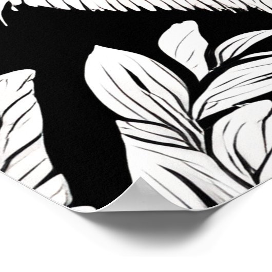 Poster Tabby Cat entouré de fleurs (Coin)