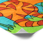 Poster Tabby Cat et Papillon Folk Art (Coin)