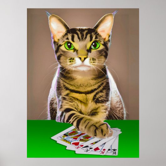 Poster Tabby Cat Jouer Poker (Devant)