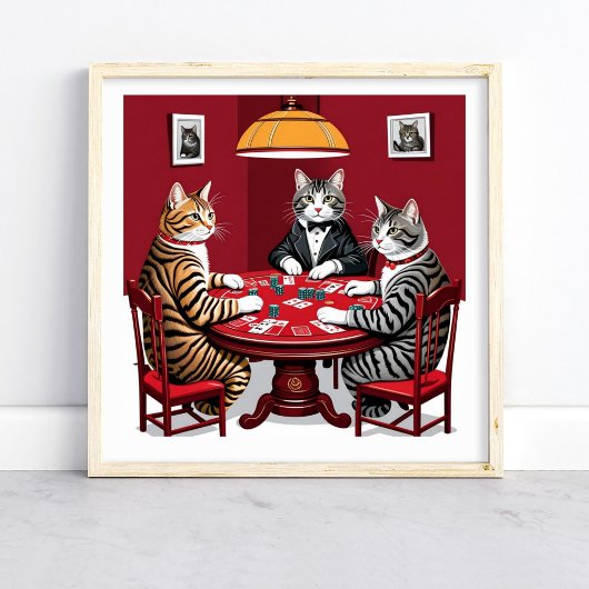 Poster Tabby Cats Jouer Au Poker