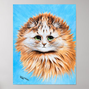 Poster Tabby Chat aux yeux verts, étude de la tête par L.