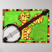 Poster Tabby Chat avec Banjo Mini Art populaire (Devant)