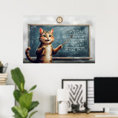 Poster Tabby Cheerful Cat Enseigner Math En Classe (Bureau à domicile)