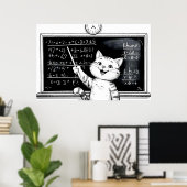 Poster Tabby Cheerful Cat Enseigner Math En Classe (Bureau à domicile)