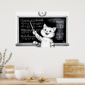 Poster Tabby Cheerful Cat Enseigner Math En Classe (Cuisine)