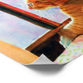 Poster Tabby de gingembre sur nappes florales (Coin)