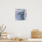 Poster Tabby Gris Kitten Profil Aquarelle Style Art (Cuisine)