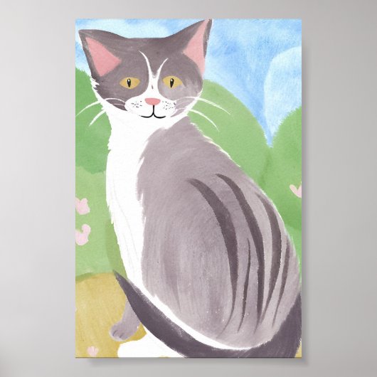 Poster Tabby Gris | Peinture aquarelle (Devant)