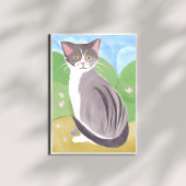 Poster Tabby Gris | Peinture aquarelle