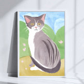 Poster Tabby Gris | Peinture aquarelle