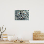 Poster Tabby gris - Yeux bleu chat (Cuisine)